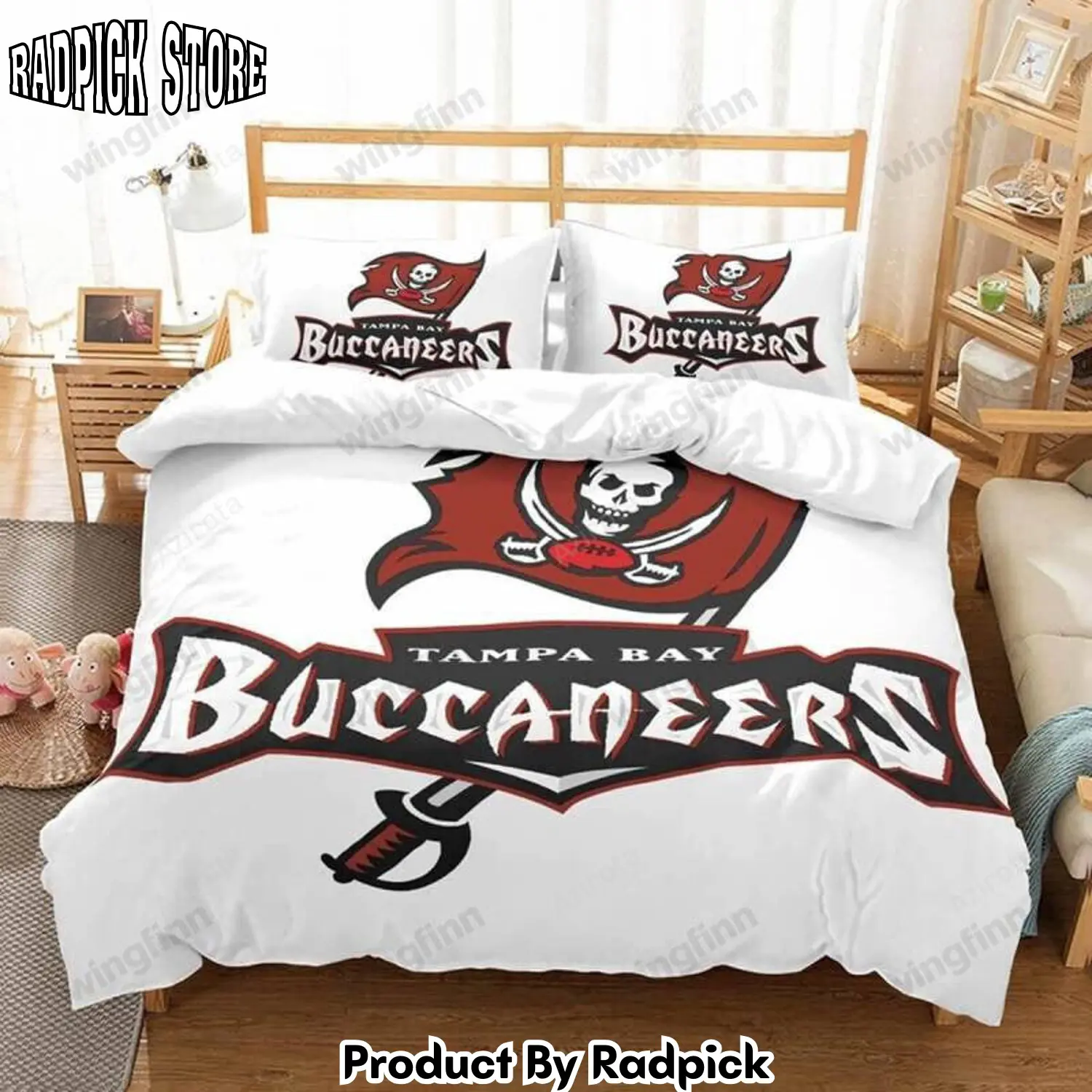 Radpick 3d customize tampa bay buccaneers 3pcs bedding set duvet cover and pillow cases gift for fan rp3278979